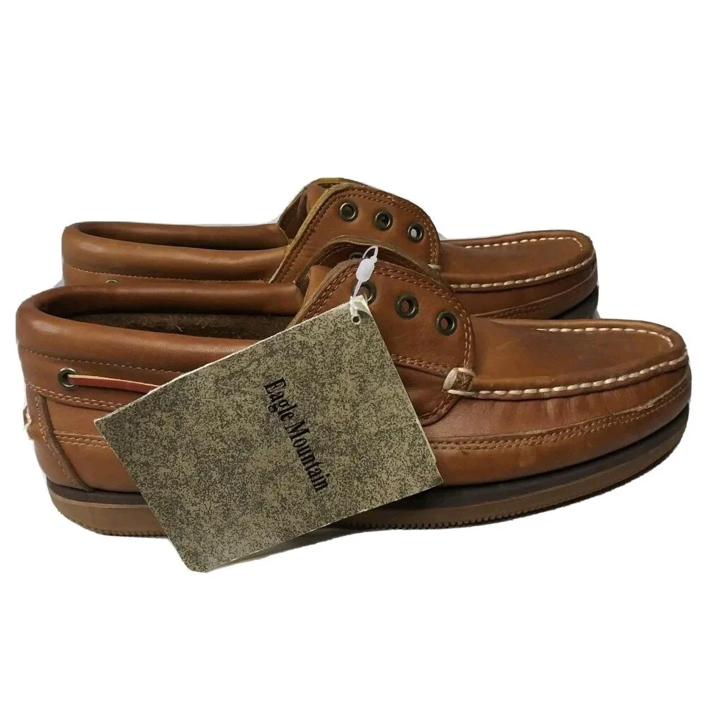 Eagle Mountain Leather Boat Shoes Mens Size 9.5 Casual Moc Toe